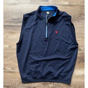 FootJoy Mens Navy Blue Quarter Zip Golf Vest Africa Golf Association Logo Size L